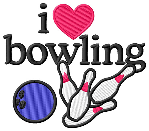 I Love Bowling/Pins Machine Embroidery Design