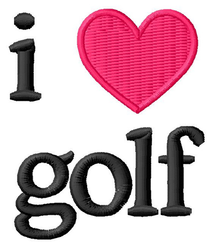 I Love Golf Machine Embroidery Design