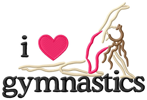 I Love Gymnastics/Female Machine Embroidery Design