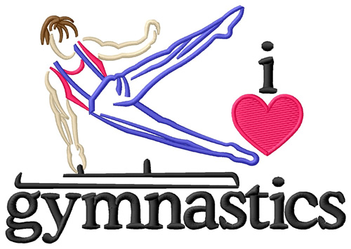 I Love Gymnastics/Male Machine Embroidery Design
