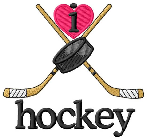 Picture of I Love Hockey/Crossed Sticks Machine Embroidery Design