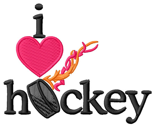 I Love Hockey/Puck Machine Embroidery Design