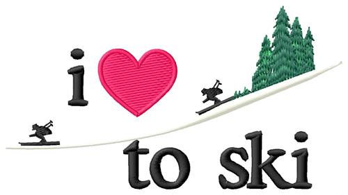 I Love to Ski/Downhill Machine Embroidery Design