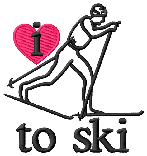 I Love to Ski/Cross Country Machine Embroidery Design
