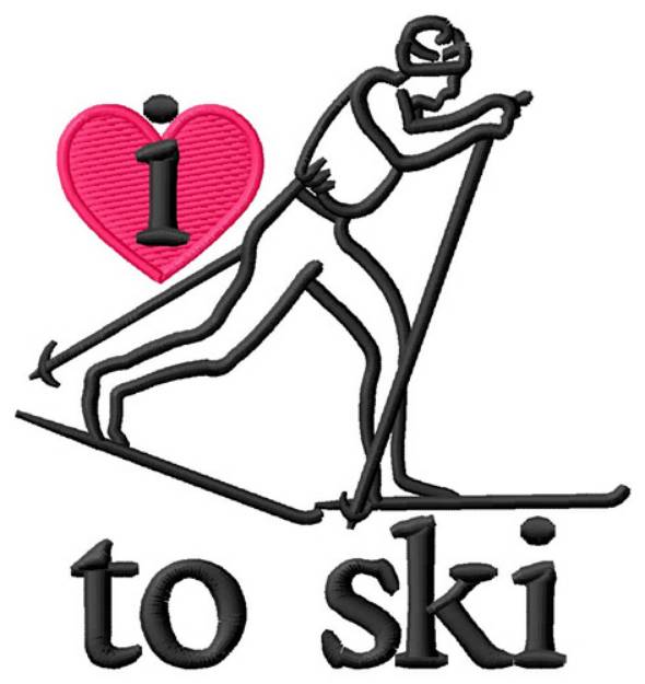 Picture of I Love to Ski/Cross Country Machine Embroidery Design