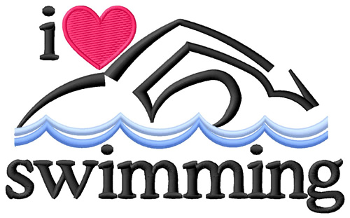 I Love Swimming/Swimmer Machine Embroidery Design