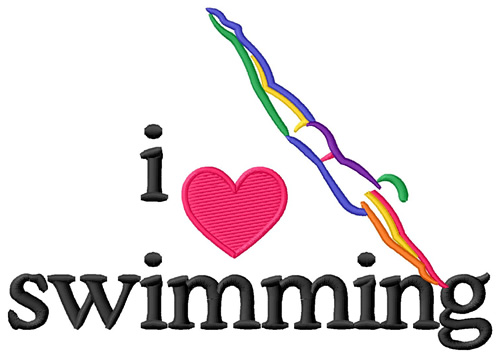 I Love Swimming/Diver Machine Embroidery Design