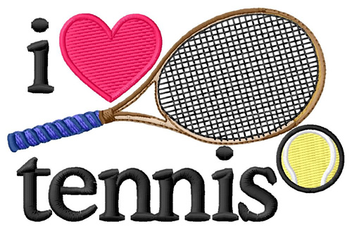 I Love Tennis/Racquet Machine Embroidery Design