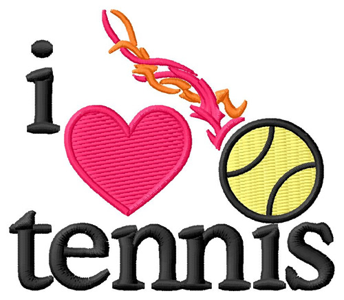I Love Tennis/Ball Machine Embroidery Design