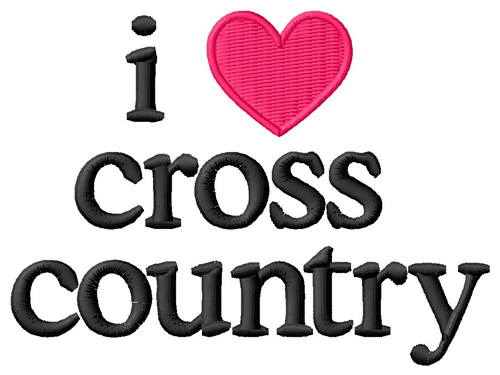 I Love Cross Country Machine Embroidery Design