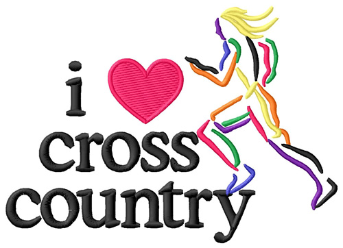 I Love Cross Country/Female Machine Embroidery Design