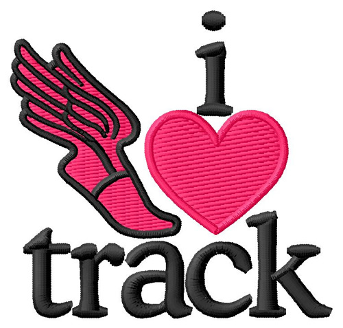I Love Track/Winged Foot Machine Embroidery Design