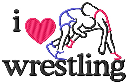 I Love Wrestling/Wrestlers Machine Embroidery Design