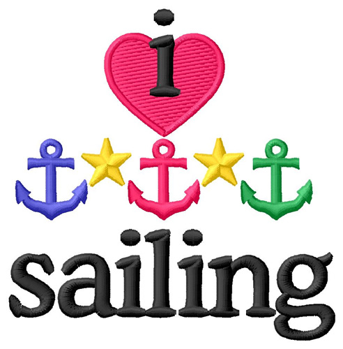I Love Sailing/Anchors Machine Embroidery Design