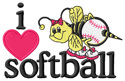 I Love Softball/Bee Machine Embroidery Design