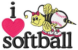 Picture of I Love Softball/Bee Machine Embroidery Design