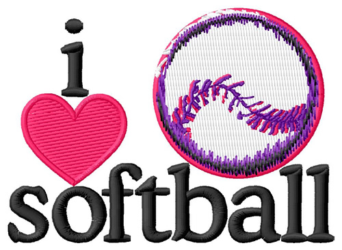 I Love Softball/Ball Machine Embroidery Design