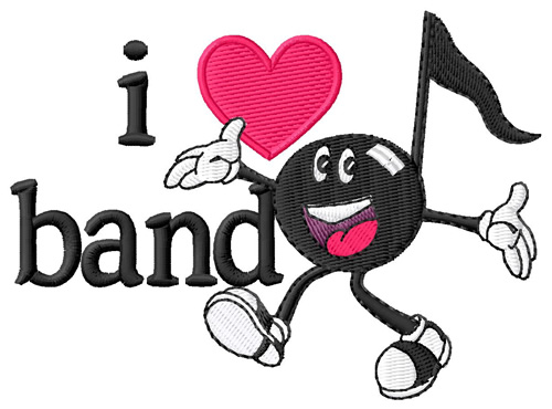 I Love Band/Notes Machine Embroidery Design