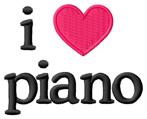 I Love Piano Machine Embroidery Design