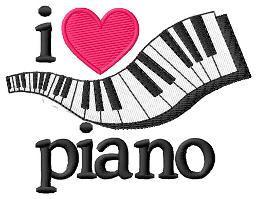 I Love Piano/Keyboard Machine Embroidery Design