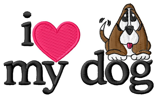 I Love My Dog/Beagle Machine Embroidery Design