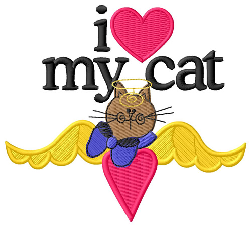 I Love My Cat/Angel Cat Machine Embroidery Design