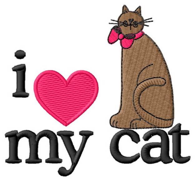 Picture of I Love My Cat/Folk Art Cat Machine Embroidery Design
