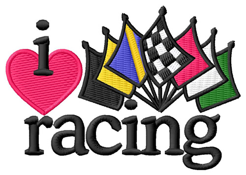 I Love Racing/Flags Machine Embroidery Design