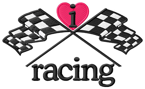 I Love Racing/Checkered Flags Machine Embroidery Design