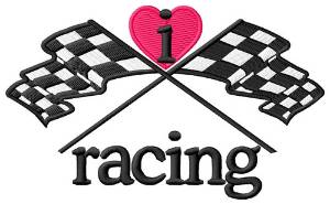 Picture of I Love Racing/Checkered Flags Machine Embroidery Design