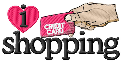 I Love Shopping/Credit Card Machine Embroidery Design