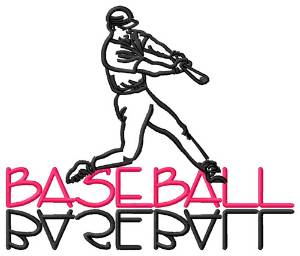 Picture of Baseball Text with  Player Machine Embroidery Design