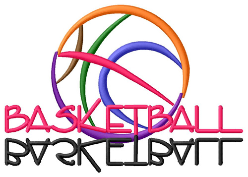 Basketball Text with Ball Machine Embroidery Design