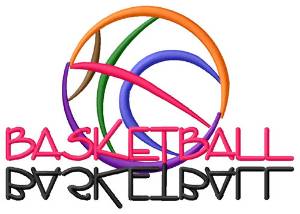 Picture of Basketball Text with Ball Machine Embroidery Design