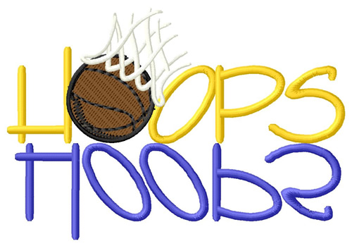 Hoops Text with  Ball Machine Embroidery Design