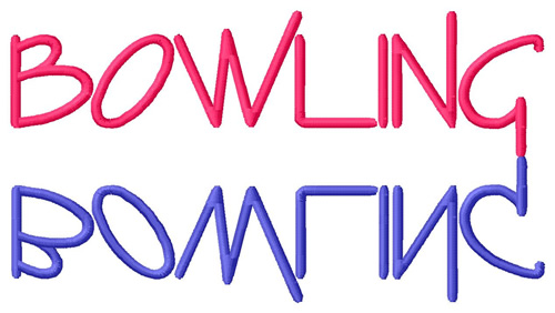 Bowling Text Machine Embroidery Design