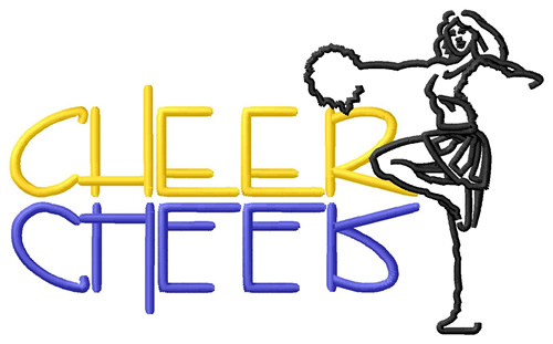 Cheer Text with Cheerleader Machine Embroidery Design