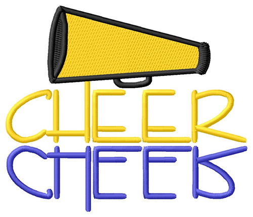 Cheer Text with Megaphone Machine Embroidery Design
