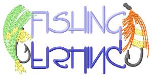 Picture of Fishing Text with Lures Machine Embroidery Design