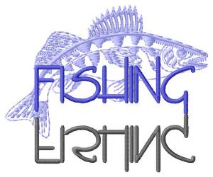 Picture of Fishing Text with Walleye Machine Embroidery Design
