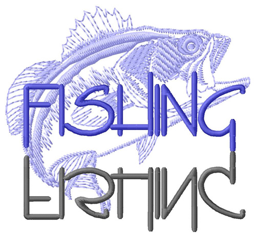 Fishing Text with Bass Machine Embroidery Design