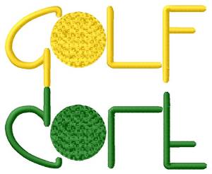 Picture of Golf Text with Ball Machine Embroidery Design