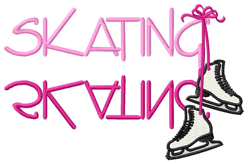 Skating Text with Skates Machine Embroidery Design