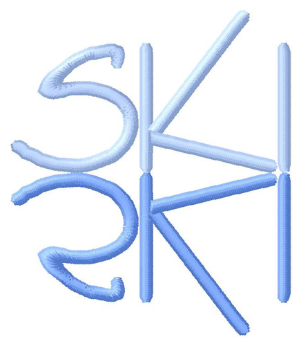 Ski Text Machine Embroidery Design