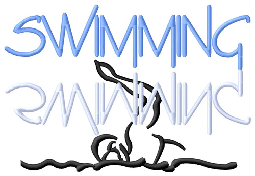Swimming Text with Swimmer #2 Machine Embroidery Design