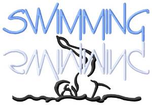 Picture of Swimming Text with Swimmer #2 Machine Embroidery Design