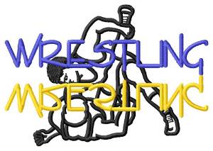 Picture of Wrestling Text with Wrestlers Machine Embroidery Design