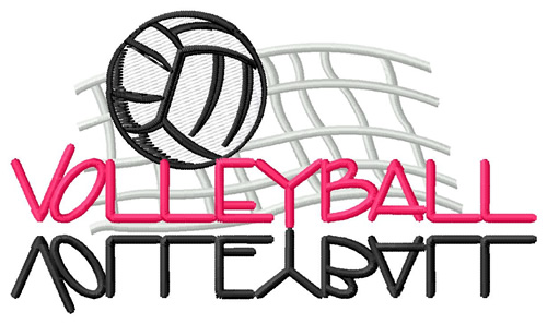 Volleyball Text with Net Machine Embroidery Design