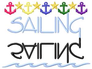 Picture of Sailing Text with Anchors Machine Embroidery Design
