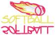 Picture of Softball Text with Flames Machine Embroidery Design
